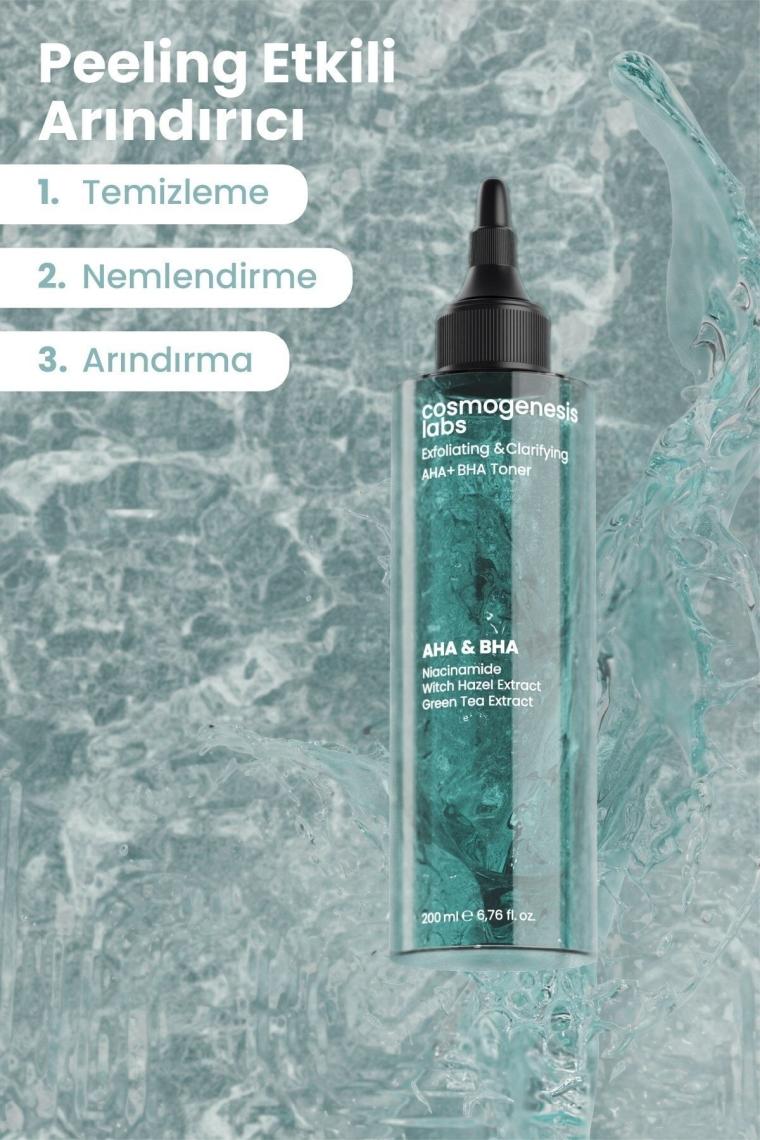 Gözenek Sıkılaştırıcı Aha Bha Tonik 200ml Vegan Peeling Etkili Anti Aging (%5 AHA-%2 SALİCYLİC ACİD)