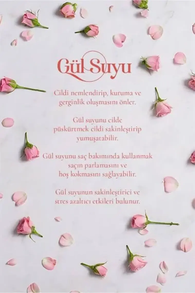 Monoville Gül Suyu Cam Şişe %100 Doğal Sprey Başlıklı 100 ml