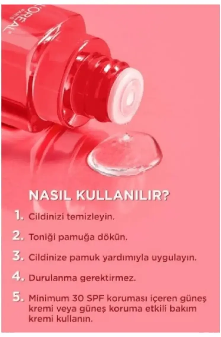 L'Oréal Paris Paris Revitalift Parlak&pürüzsüz, Koyu Leke Karşıtı Peeling Etkili Tonik, %5 Saf Glikolik Asit 180 ml