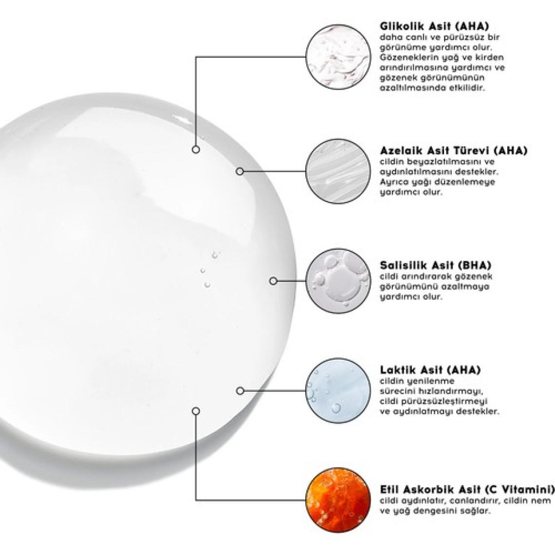 AHA BHA C Vitamini Tonik | Glikolik Asit Salisilik Asit | Tüm Cilt Tipleri