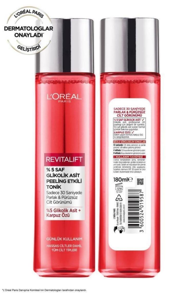 Revitalift Parlak&pürüzsüz, Koyu Leke Karşıtı Peeling Etkili Tonik, %5 Saf Glikolik Asit 180 ml