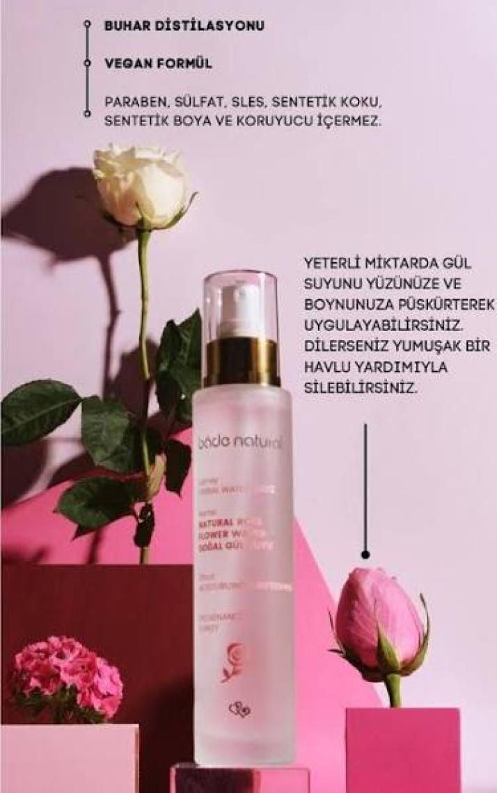 Bade Natural Gül Suyu Etkili Tonik %100 DoğalSaf 100 ml