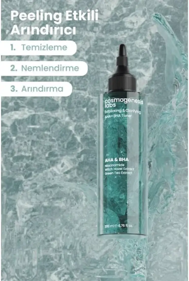 Cosmogenesis Labs Aha %5 Bha %2 Peeling Etkili Tonik 200 ml – Arındıran Gözenek Sıkılaştıran Ph Dengeleyen Vegan