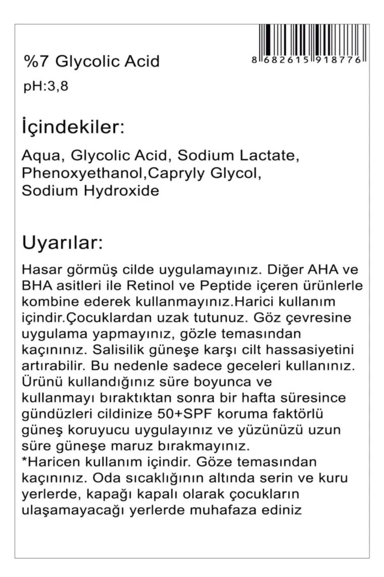 Doa Glikolik Asit Aha Tonik %7 Glycolic Acid