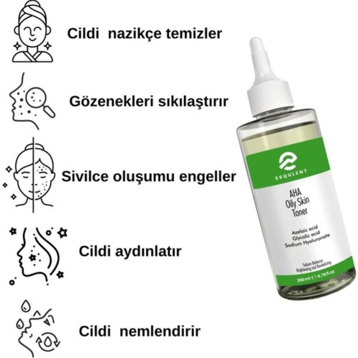 Esqulent Aha Oily Skin Toner - Yağlı Ciltler İçin Aha İçeren, Akne Önleyici Tonik 200 ml