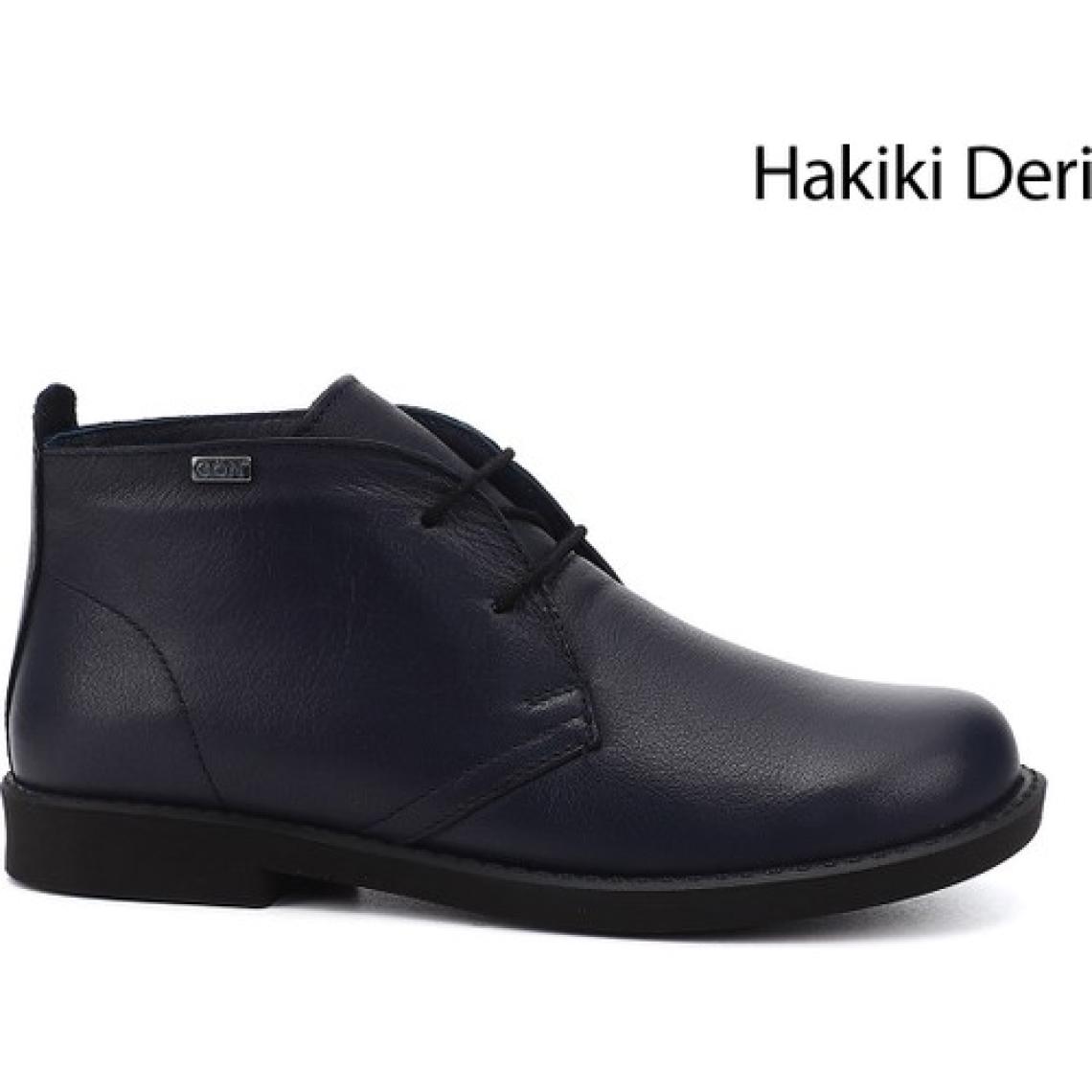 Kadın Lacivert Kauçuk Taban Hakiki Deri Bot