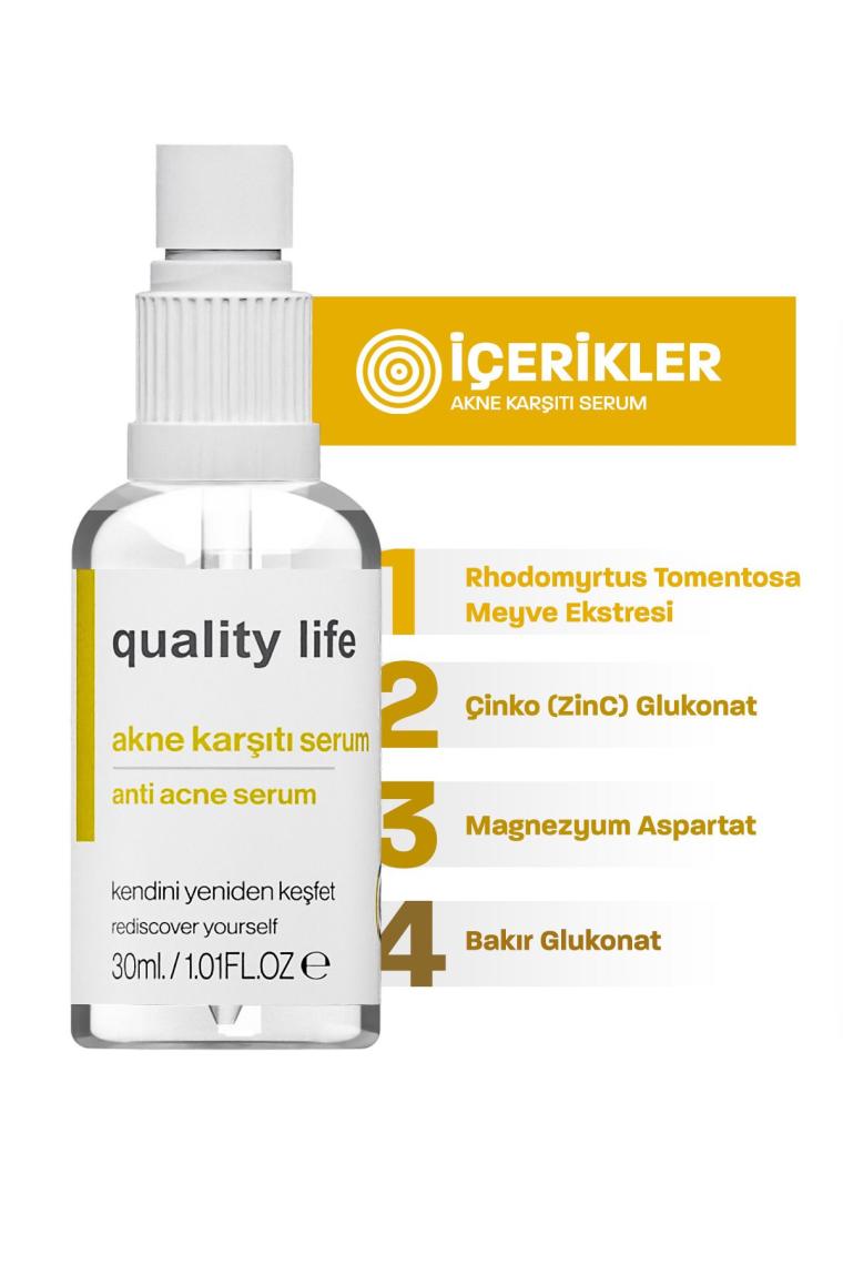 Quality Life Akne Karşıtı Serum - Akne Temizleme - Siyah Nokta Gözenek Temizleyici - İzi ve Kurutucu Serumu
