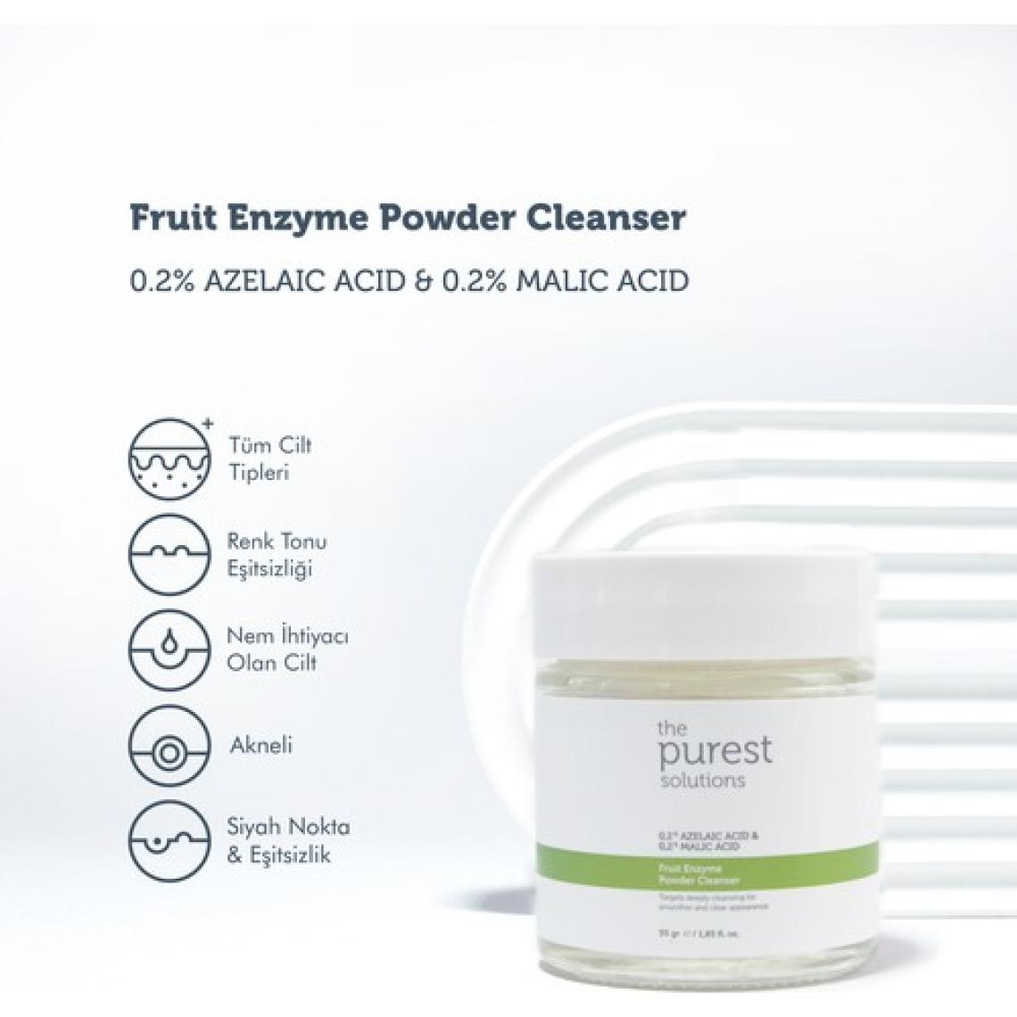 The Purest Solutions,  Arındırıcı ve Canlandırıcı Tüm ciltler için  Meyve Asitleri İçeren Toz Temizleyici 55 Gr (%0,2 Azelaik Asit & Malik Asit)
