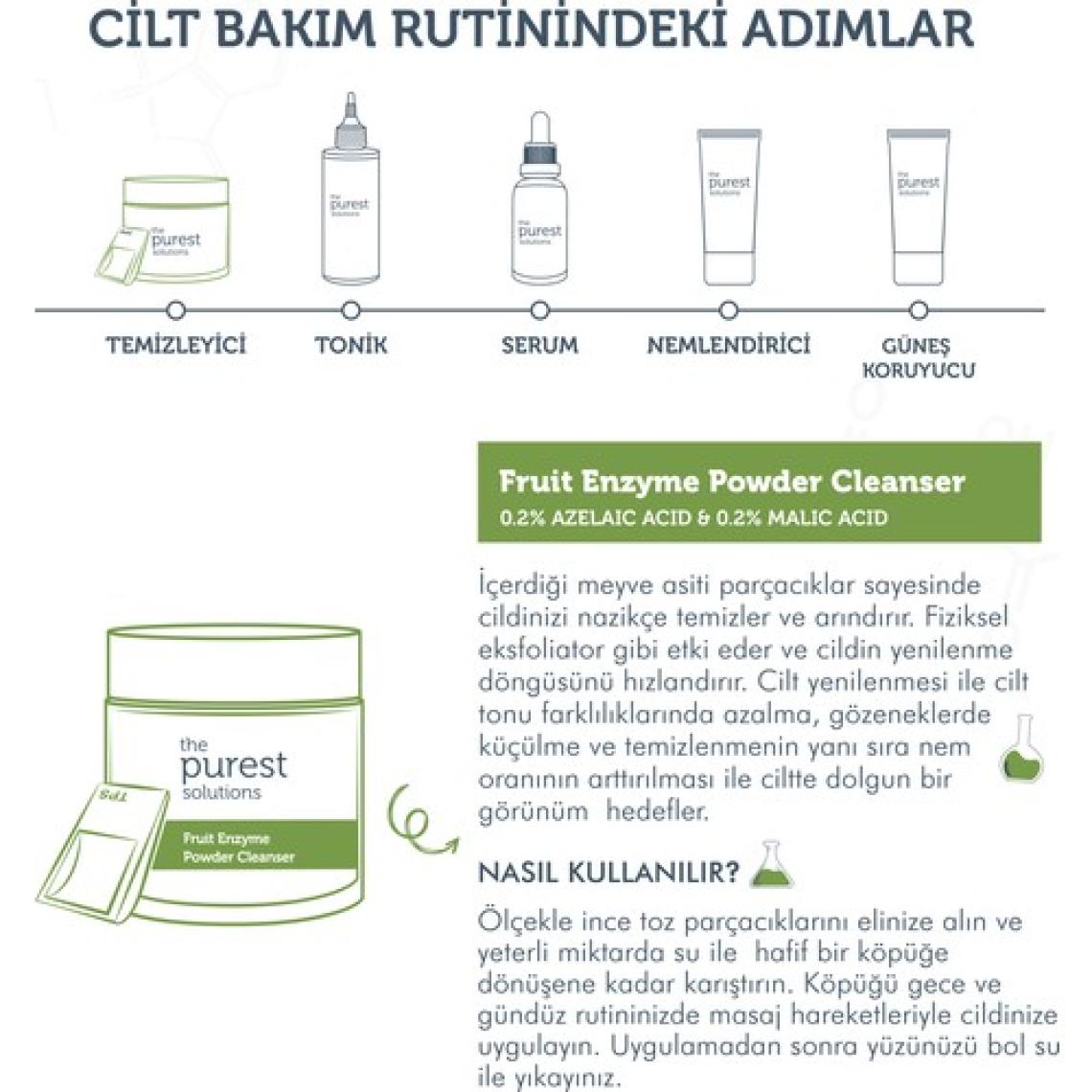 The Purest Solutions,  Arındırıcı ve Canlandırıcı Tüm ciltler için  Meyve Asitleri İçeren Toz Temizleyici 55 Gr (%0,2 Azelaik Asit & Malik Asit)