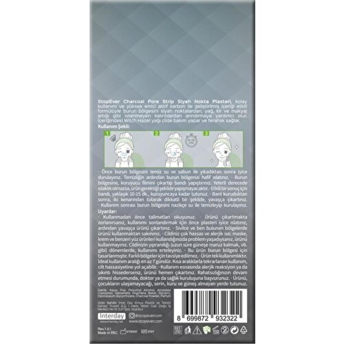 Stopever Charcoal Pore Strip Kömürlü Siyah Nokta Plasteri -6x2 Adet