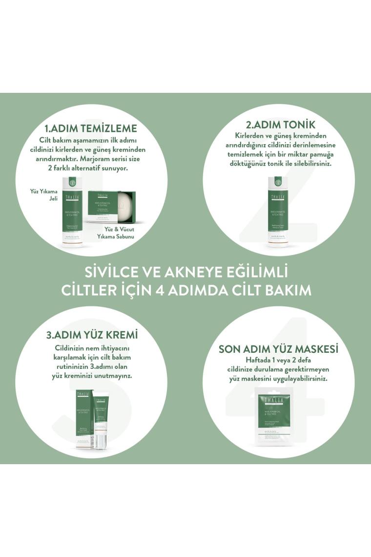 Akne Gidermeye & Gözenek Sıkılaştırmaya Yardımcı Marjoram Yüz Temizleme Toniği 200 ml