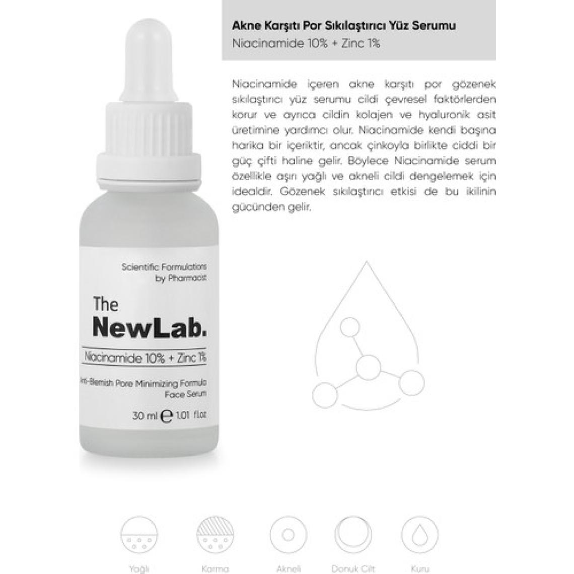 The NewLab. Niacinamide 10% + Zinc 1% - Akne Karşıtı Por Sıkılaştırıcı Yüz Serumu 30 ml