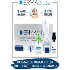 Dermablue 3in1 Dermaroller Değiştirilebilir 3 Başlıklı Titanyum Derma Roller