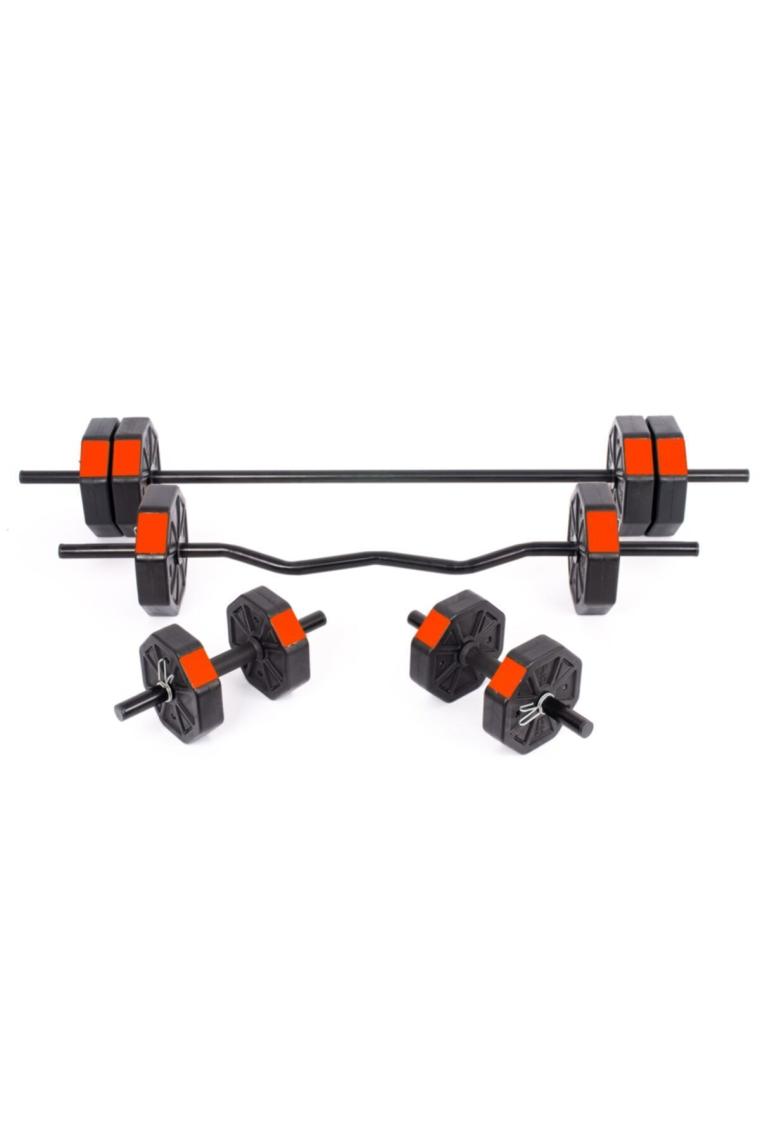 40 Kg (150 CM) Düz Bar Z Bar Dambıl-dumbell-ağırlık-halter–full Set Kırmızı Kapaklı
