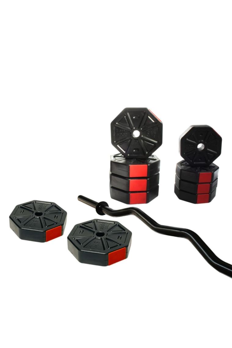 40 Kg (150 CM) Düz Bar Z Bar Dambıl-dumbell-ağırlık-halter–full Set Kırmızı Kapaklı
