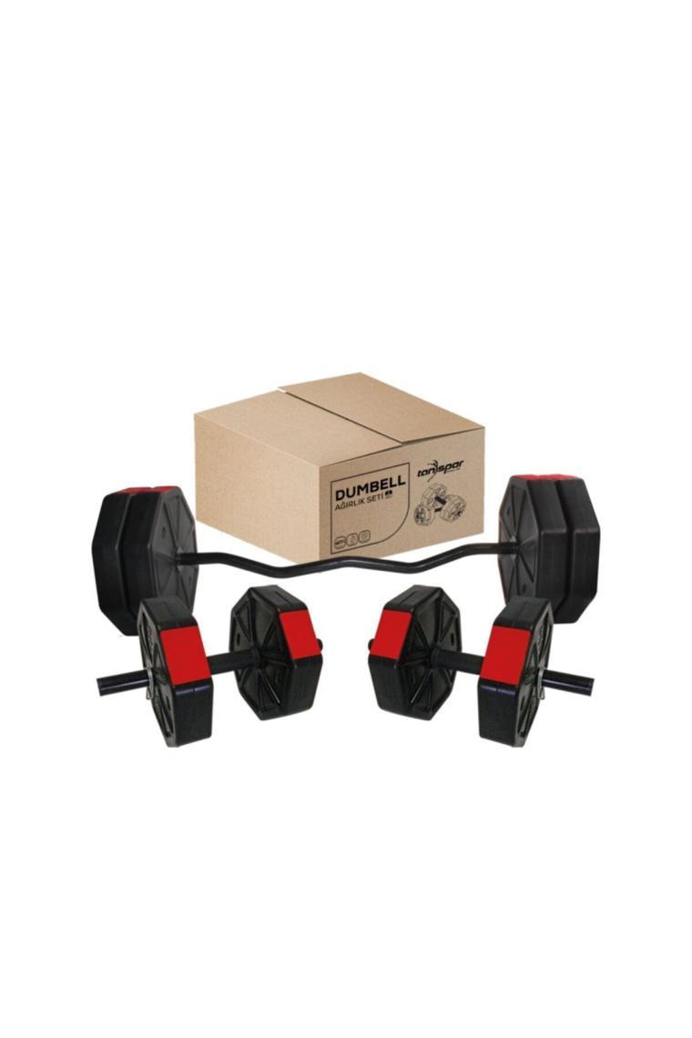 40 Kg (150 CM) Düz Bar Z Bar Dambıl-dumbell-ağırlık-halter–full Set Kırmızı Kapaklı