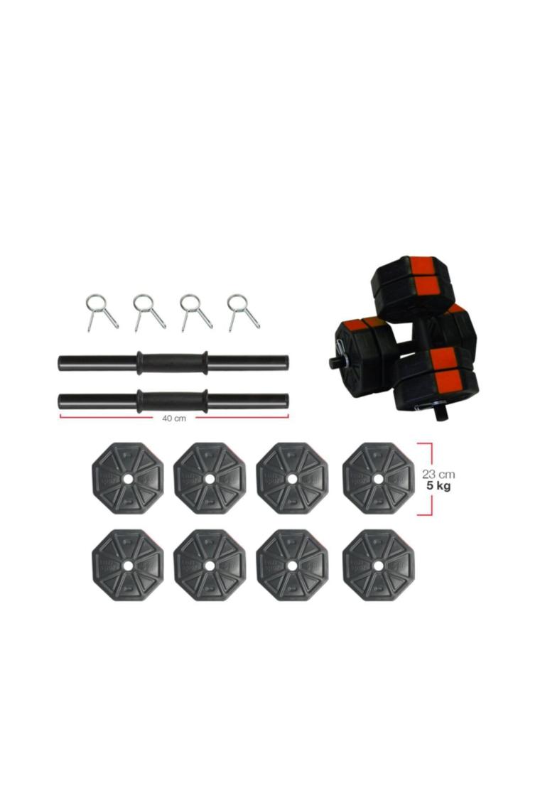 40 Kg (150 CM) Düz Bar Z Bar Dambıl-dumbell-ağırlık-halter–full Set Kırmızı Kapaklı