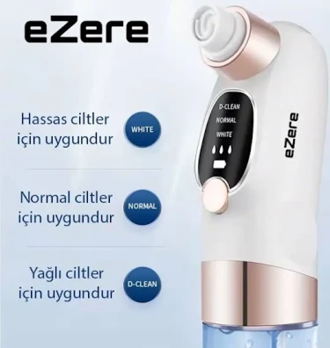 Ezere Su Hazneli Şarjlı Vakumlu Siyah Nokta Temizleme Cihazı