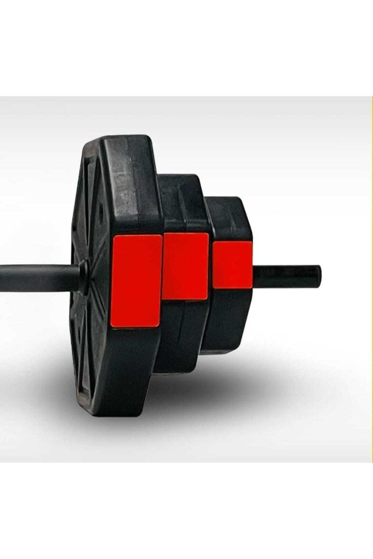 100 Kg Düz Bar (150 CM) Z Bar (120 Cm ) Dambıl Halter Full Set Kırmızı Kapaklı