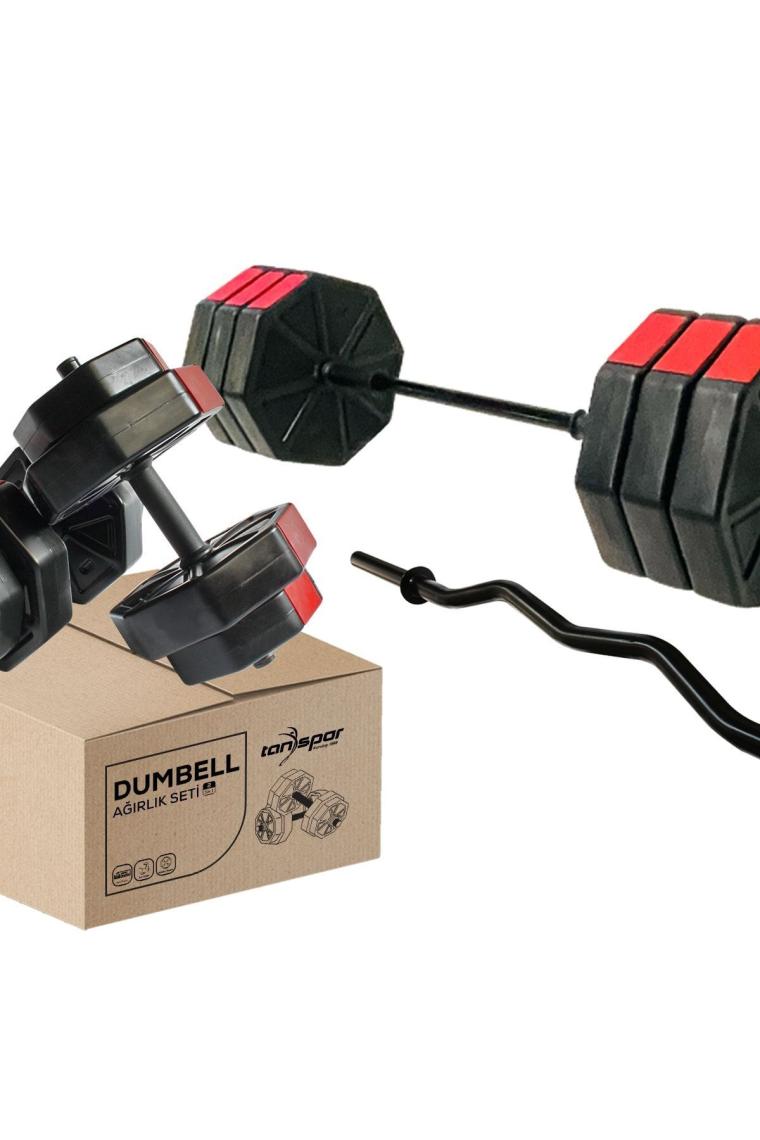 100 Kg Düz Bar (150 CM) Z Bar (120 Cm ) Dambıl Halter Full Set Kırmızı Kapaklı