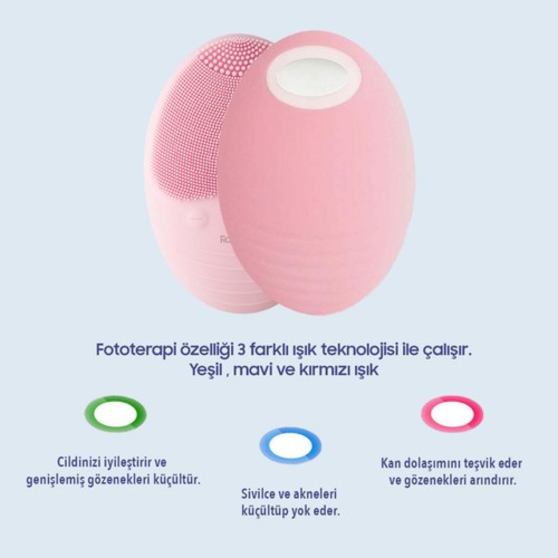 RossClean Pro Yüz Temizleme ve Masaj Cihazı -5 Kademeli -Fototerapi Modu -Kablosuz Şarjlı- Açık Pembe