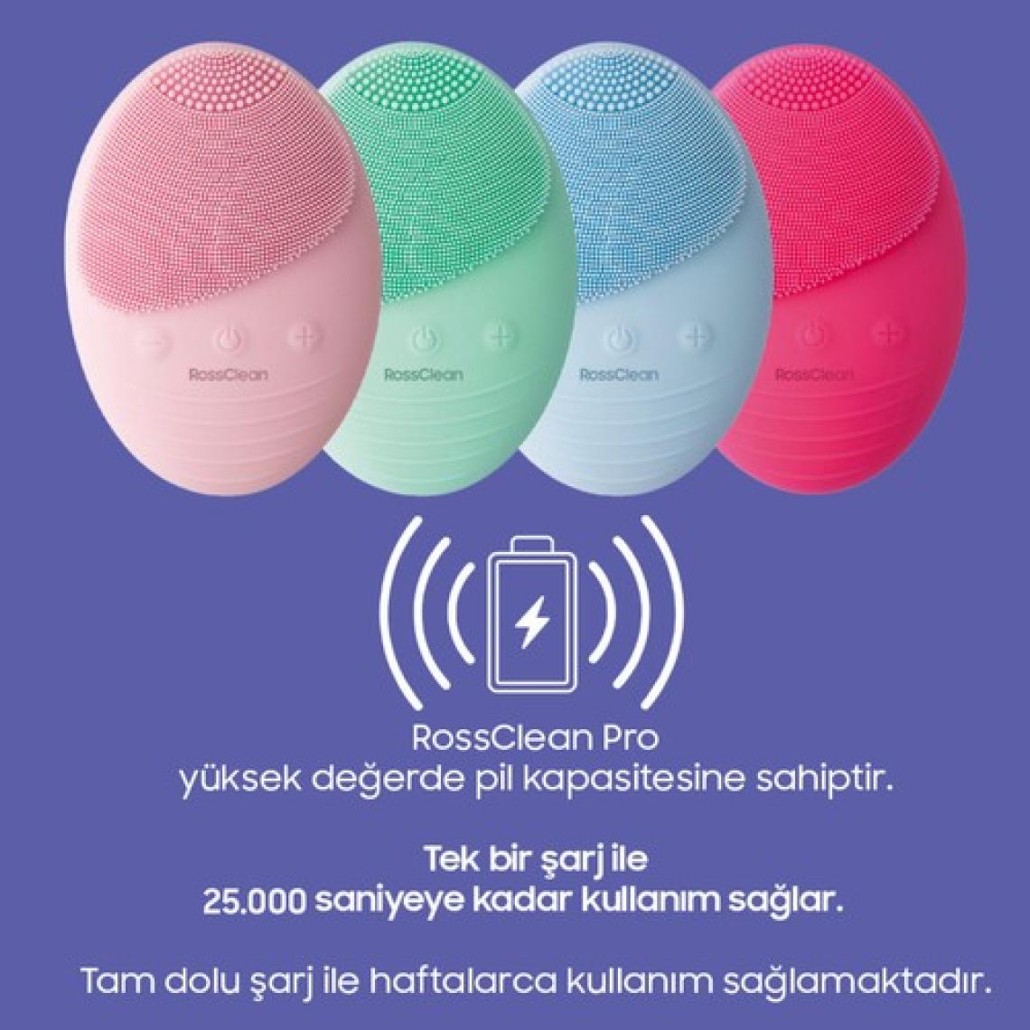 RossClean Pro Yüz Temizleme ve Masaj Cihazı -5 Kademeli -Fototerapi Modu -Kablosuz Şarjlı- Açık Pembe