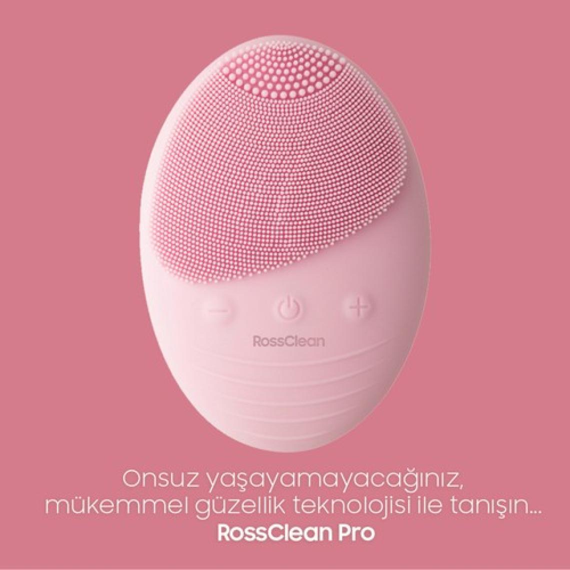 RossClean Pro Yüz Temizleme ve Masaj Cihazı -5 Kademeli -Fototerapi Modu -Kablosuz Şarjlı- Açık Pembe