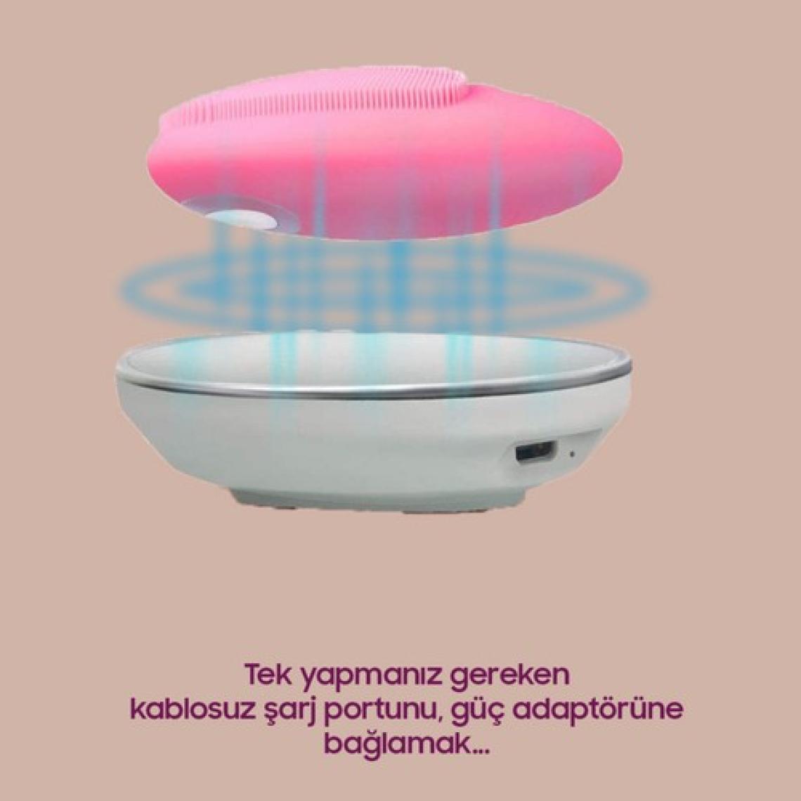 RossClean Pro Yüz Temizleme ve Masaj Cihazı -5 Kademeli -Fototerapi Modu -Kablosuz Şarjlı- Açık Pembe