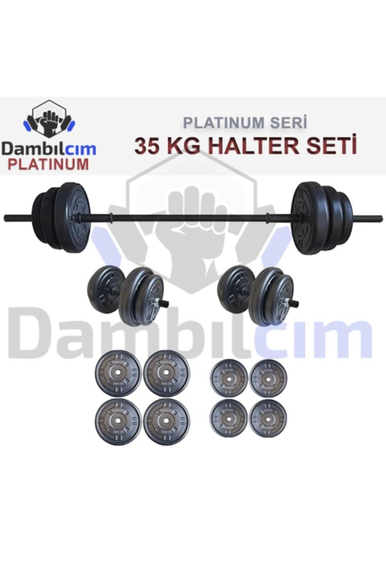Platinum 35 KG Halter Seti 35 KG Dambıl Ağırlık Seti Vücut Geliştirme
