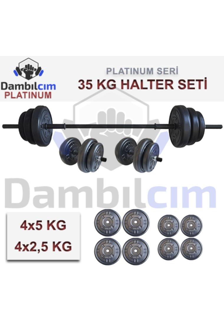 Platinum 35 KG Halter Seti 35 KG Dambıl Ağırlık Seti Vücut Geliştirme