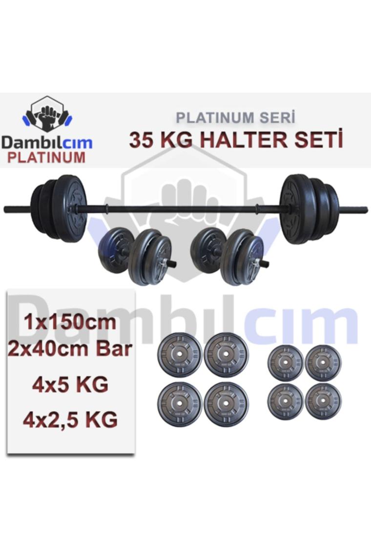 Platinum 35 KG Halter Seti 35 KG Dambıl Ağırlık Seti Vücut Geliştirme
