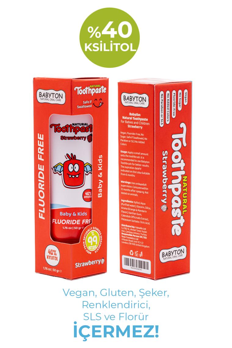 Babyton Doğal Çilek Diş Macunu Florürsüz 50 gr