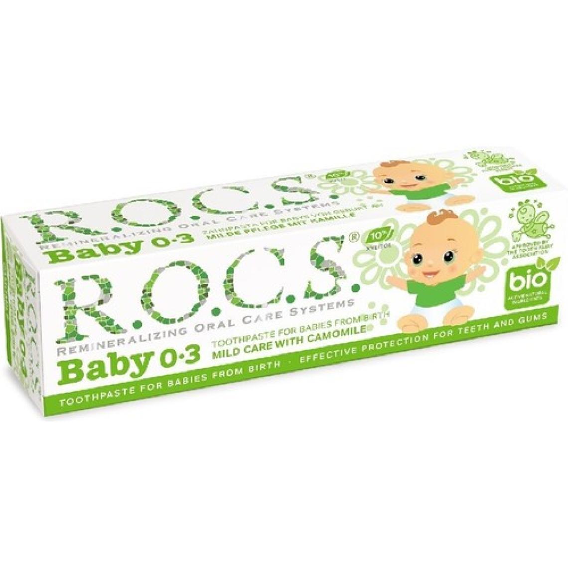 R.O.C.S. Bebek Diş Macunu - Papatya Özlü, Florürsüz, Doğal Formül, 0-3 Yaş için, Bitkisel BIO Bileşenler