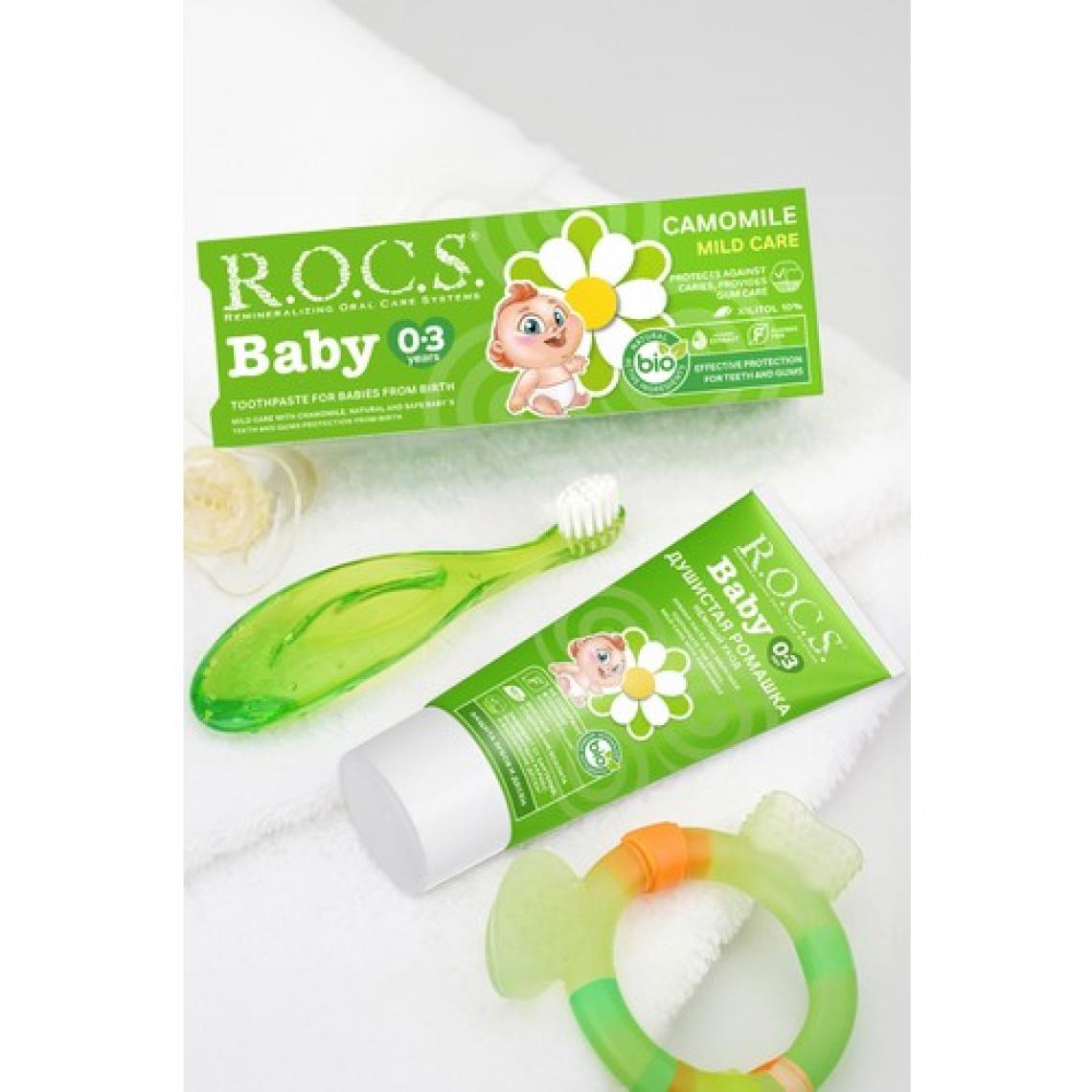 R.O.C.S. Bebek Diş Macunu - Papatya Özlü, Florürsüz, Doğal Formül, 0-3 Yaş için, Bitkisel BIO Bileşenler