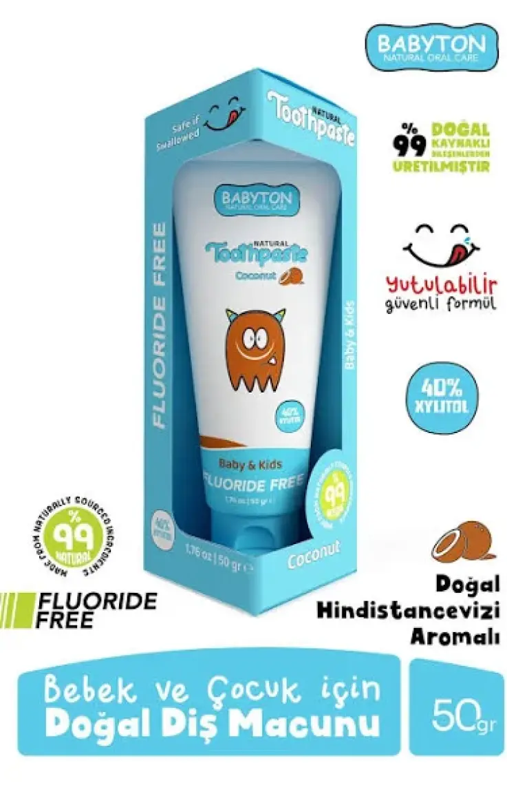 Babyton Doğal Hindistan Cevizi Diş Macunu Florürsüz 50 gr