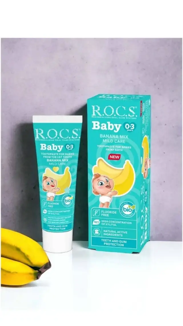 Rocs Baby Süt Dişler için  Muz Püresi 0-3 Yaş Diş Macunu 45 ml