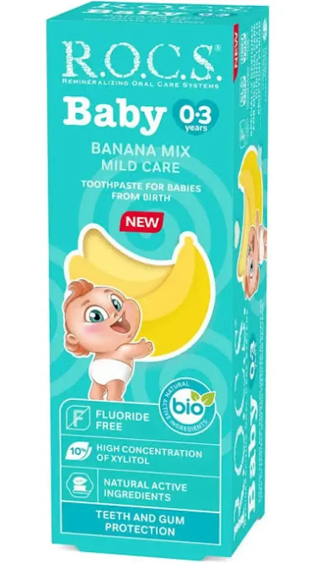 Rocs Baby Süt Dişler için  Muz Püresi 0-3 Yaş Diş Macunu 45 ml