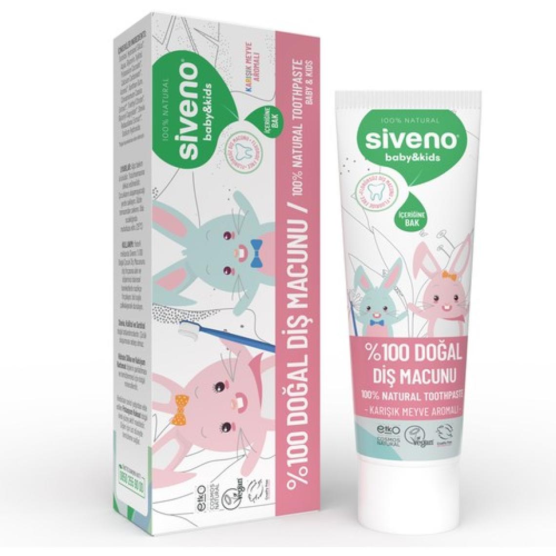 Siveno %100 Doğal Diş Macunu Bebek ve Çocuk İçin Karışık Meyve Aromalı Florürsüz 50 ml