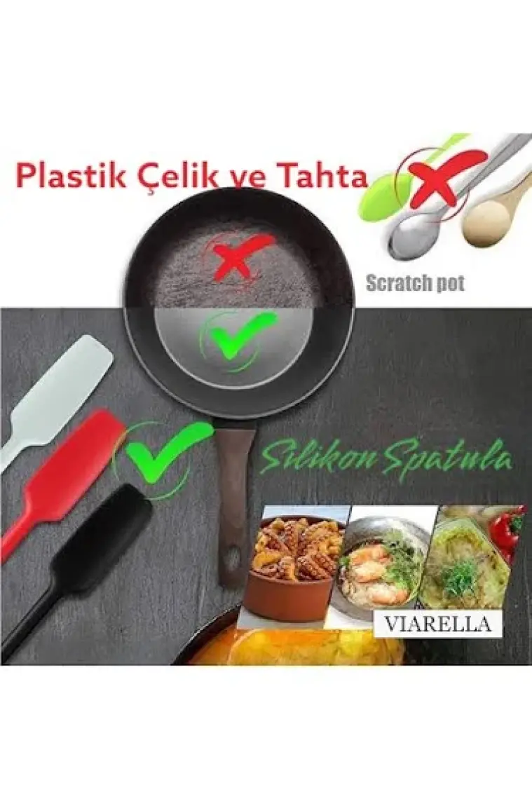 Viarella Büyük Boy Yanmaz Yapışmaz Silikon Kaşık