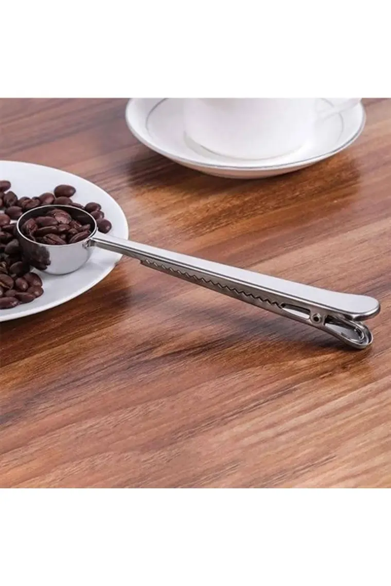 Buffer Buffer® Mandallı Kahve Ölçü Kaşığı Silver Çok Fonksiyonlu Paslanmaz Çelik Kaşık