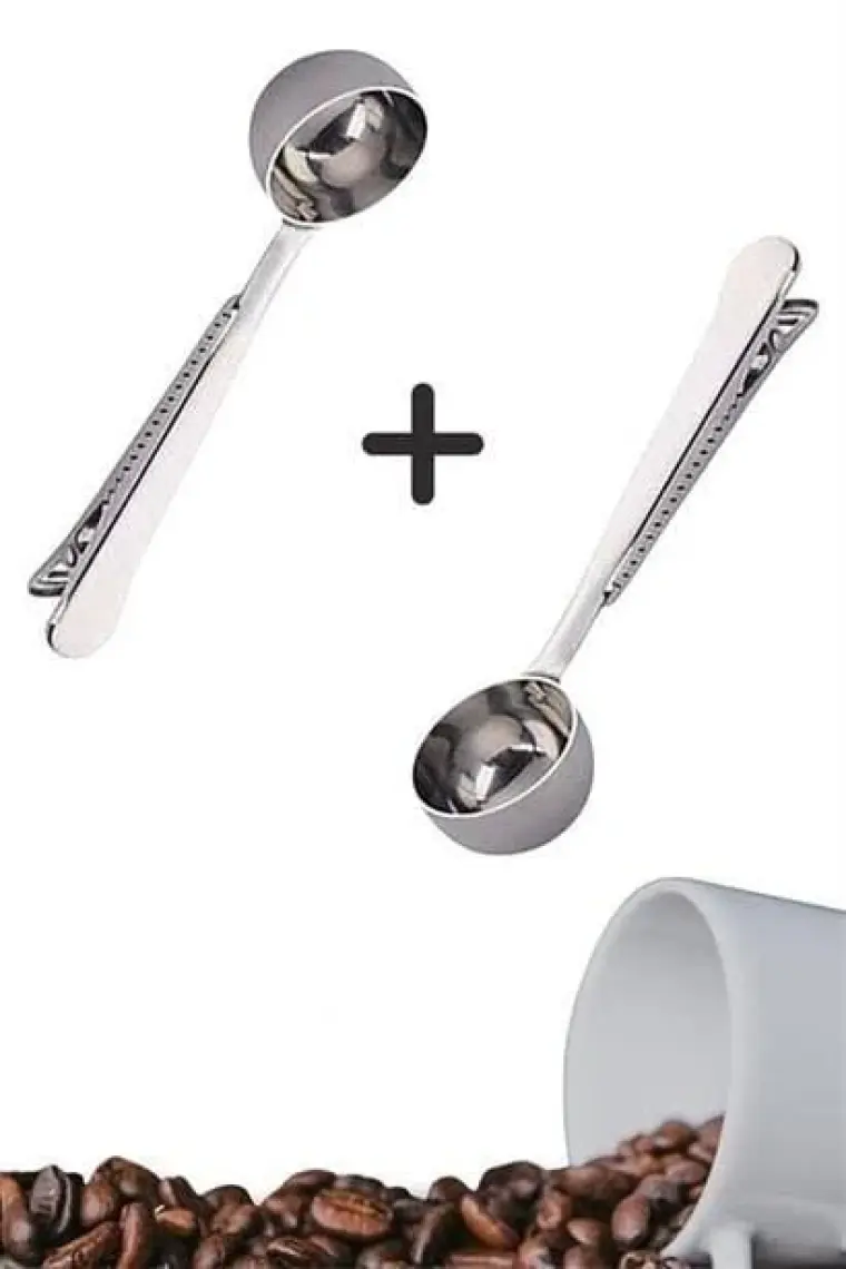 Buffer Buffer® Mandallı Kahve Ölçü Kaşığı Silver Çok Fonksiyonlu Paslanmaz Çelik Kaşık