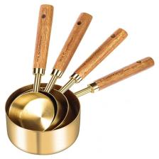 4'lü Ahşap Saplı Gold Lüks Ölçü Kaşığı - Ölçü Kabı