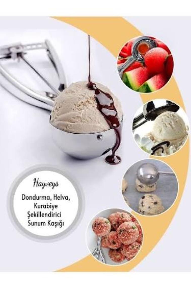 Hayveys Dondurma ve Helva Kaşığı Sunum Kepçesi Çelik
