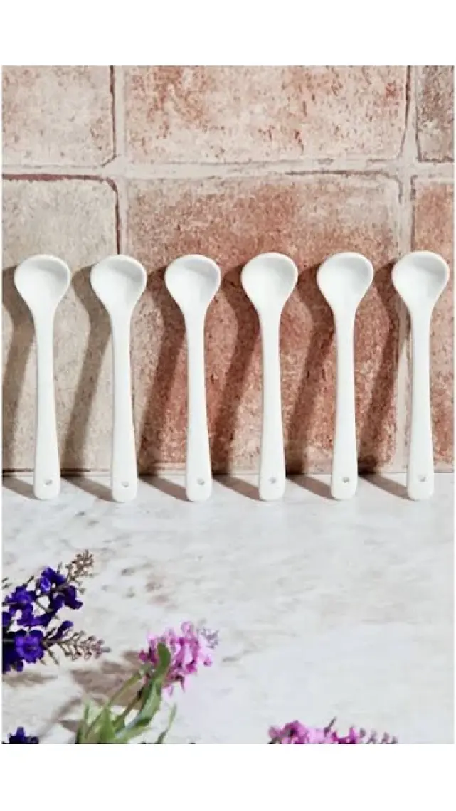 Rotanev 6 Adet Sade Beyaz Porselen Kaşık 13 cm
