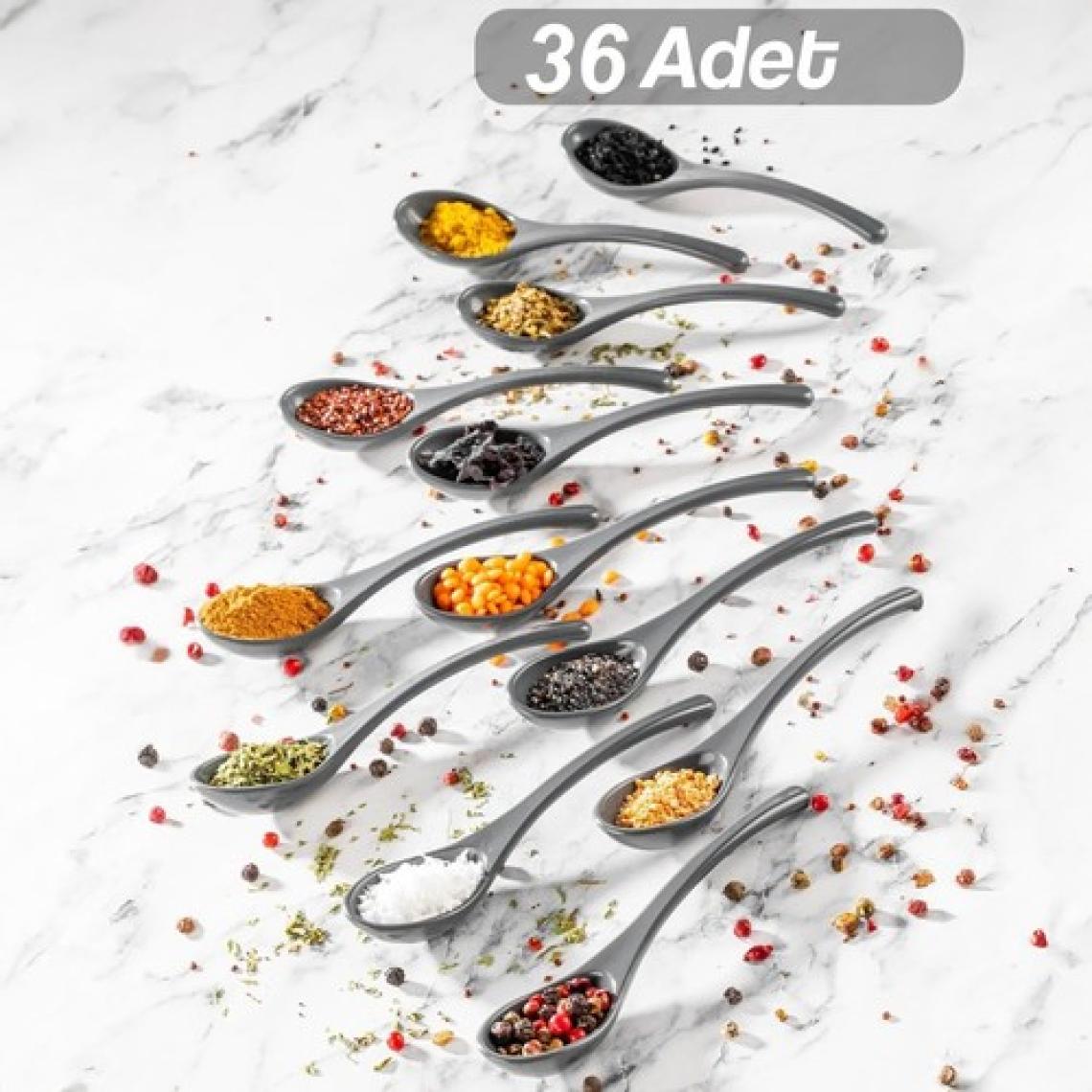 36 Adet Baharat Kaşığı - Şeker Reçel Baharatlık Kaşığı Antrasit