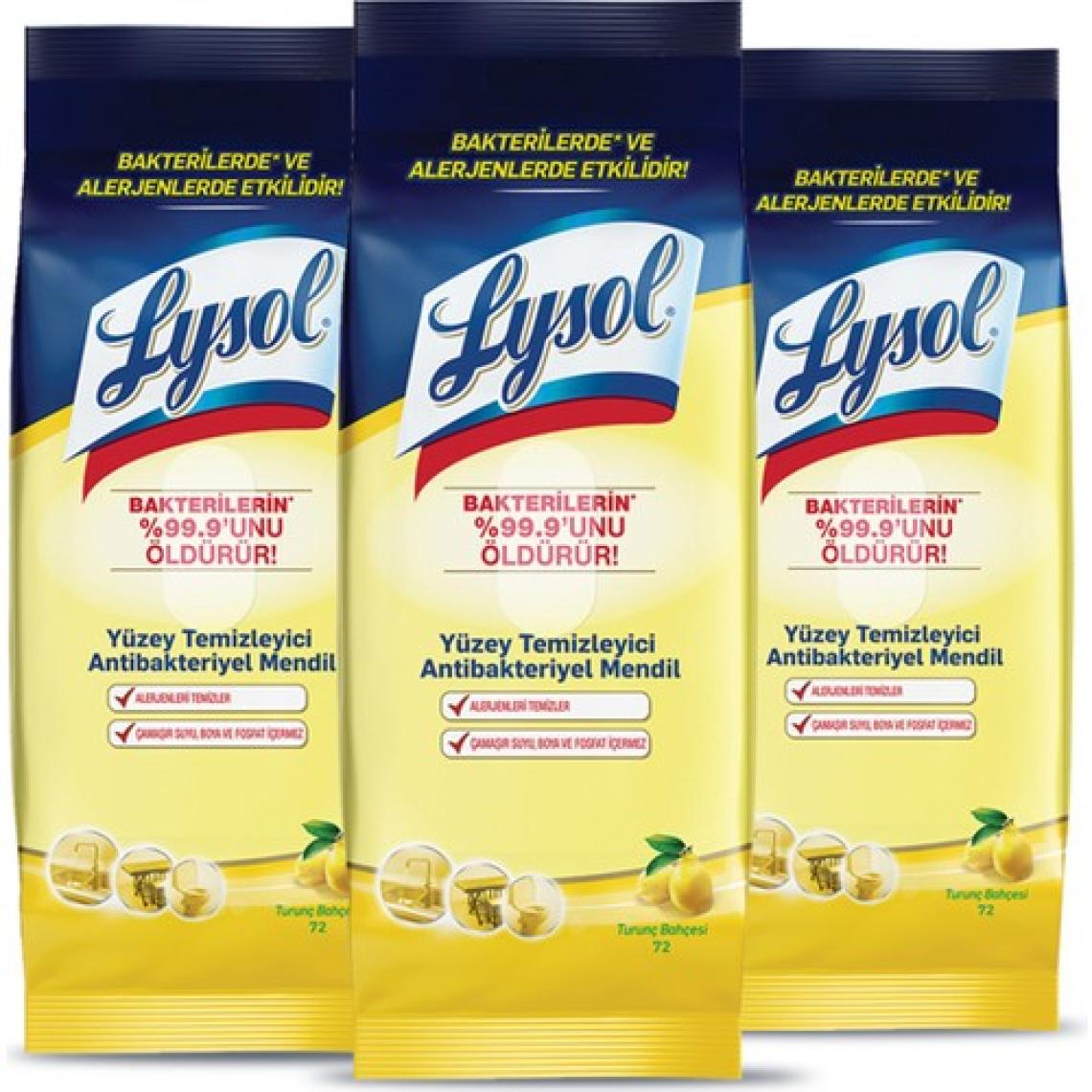 Lysol Yüzey Temizleyici Antibakteriyel Islak Mendil 3 x 72’li 216 Yaprak