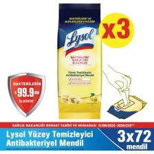 Lysol Yüzey Temizleyici Antibakteriyel Islak Mendil 3 x 72’li 216 Yaprak