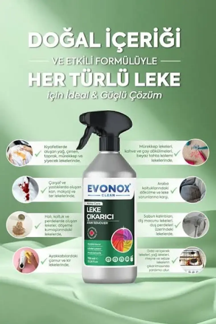 Evonox Clean Çok Amaçlı Ultra Güçlü Leke Çıkarıcı Sprey 750 ml