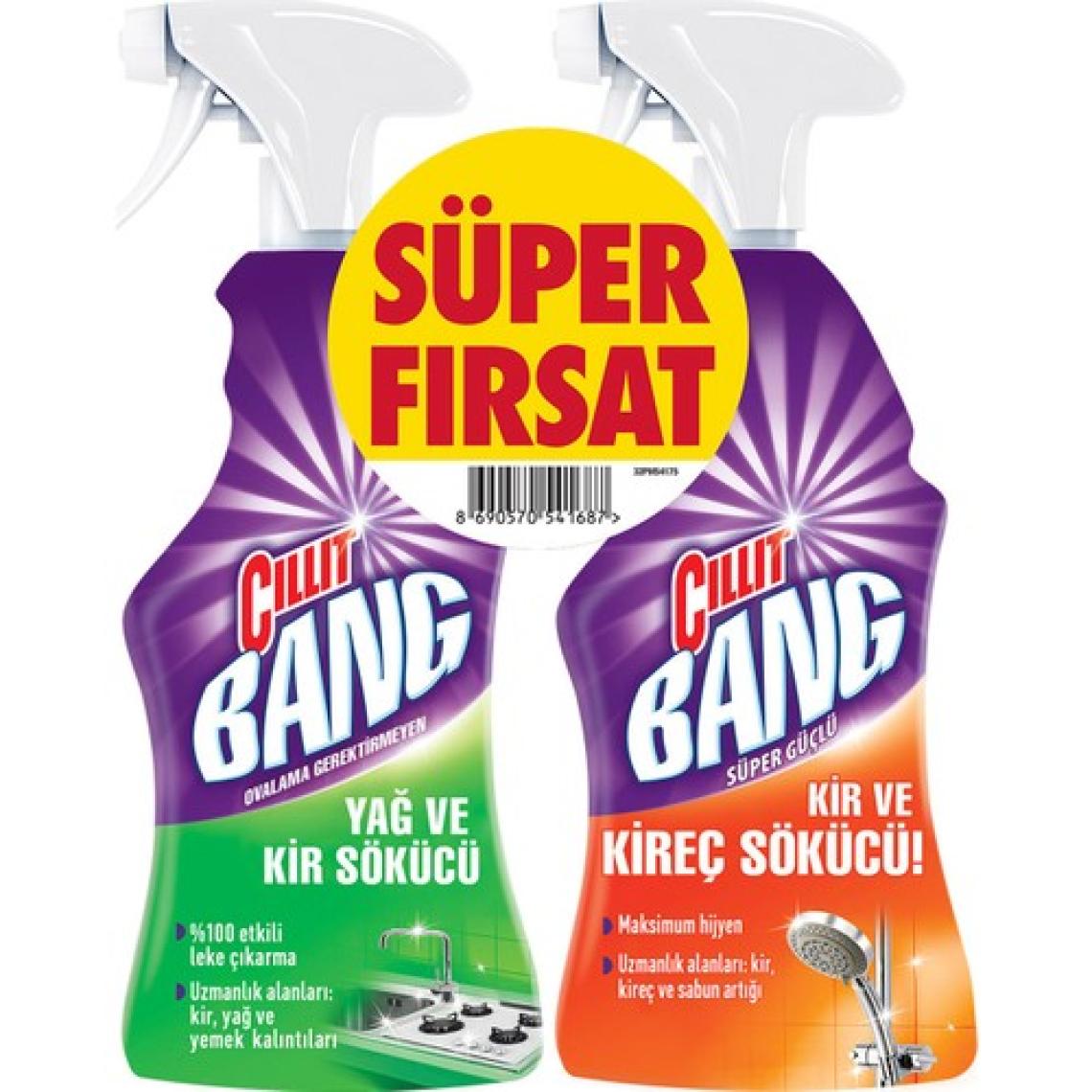 Cillit Bang Banyo ve Mutfak Temizleyici Yağ Çözücü & Kireç Sökücü Sprey 2'li Set (2x750 ml)