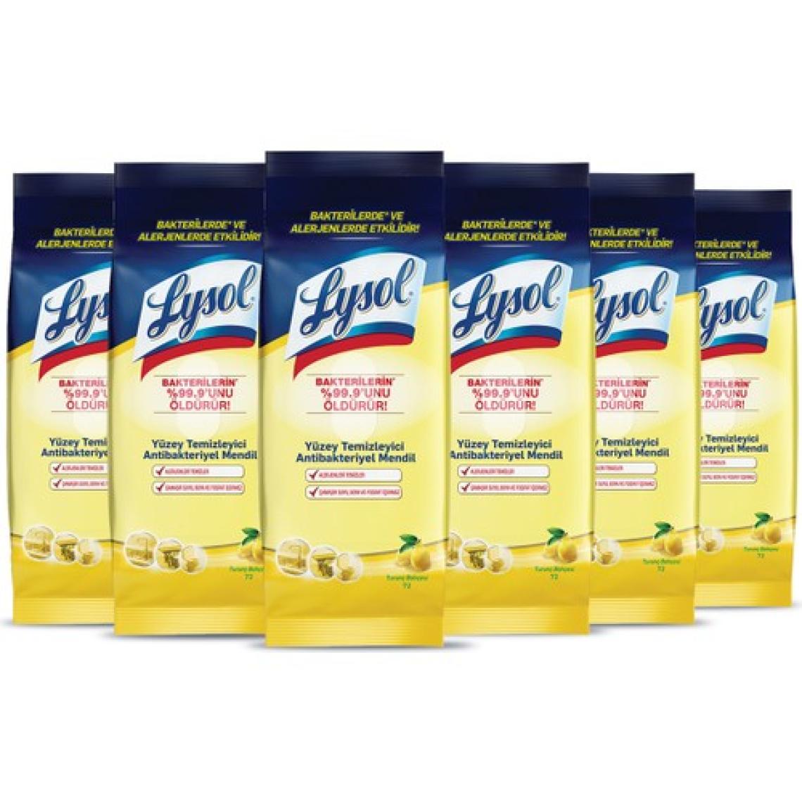 Lysol Yüzey Temizleyici Antibakteriyel Islak Mendil 6 x 72’li 432 Yaprak
